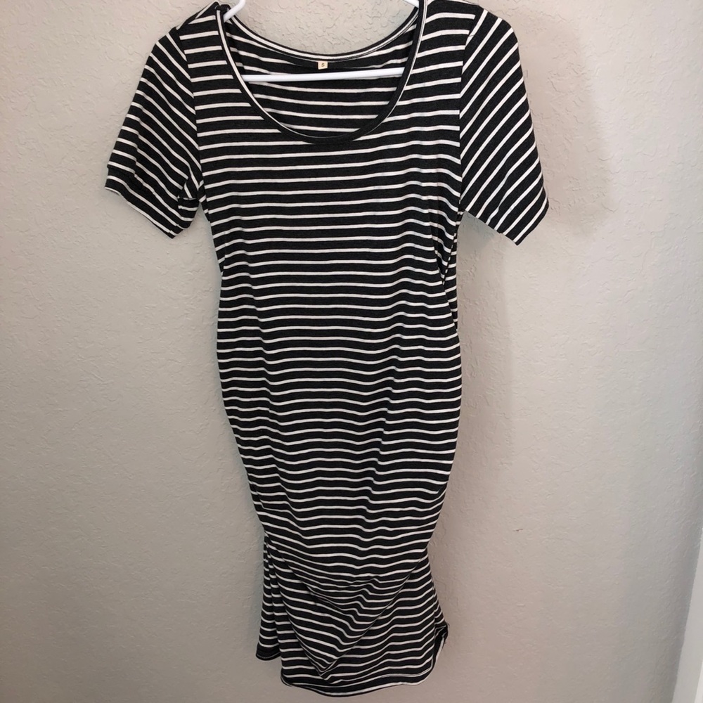 Casual striped maternity dress